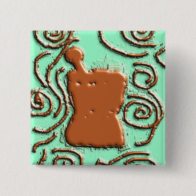 PHARMACIST Pestle & Mortar Design Gifts 2 Inch Square Button (Front)