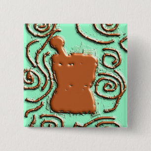 PHARMACIST Pestle & Mortar Design Gifts 2 Inch Square Button