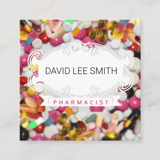 Pharmacist Pharmacy Pills Store Square Business Card (Front)