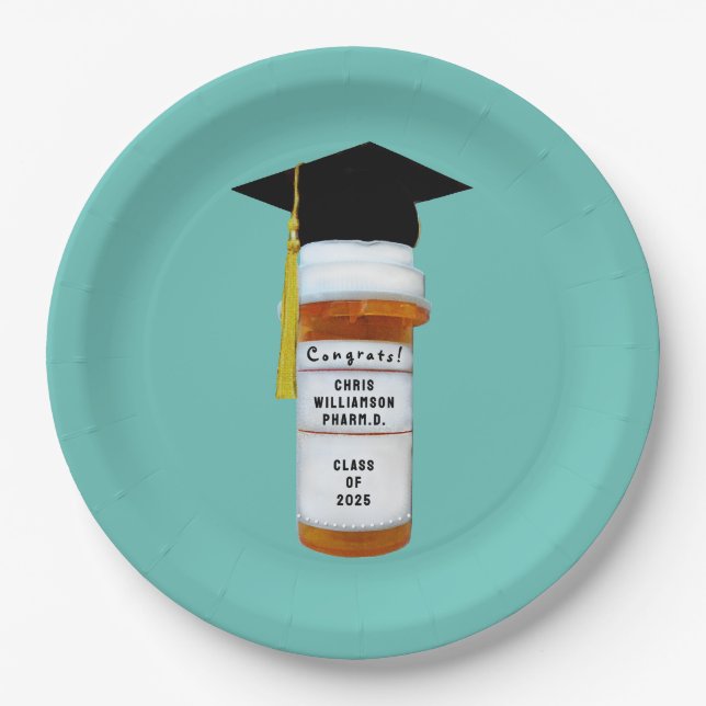 Pharmacist Pharmacy School Graduation Paper Plate (Front)