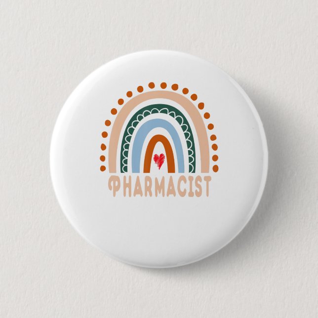 Pharmacist Rainbow Cute Appreciation Essential Wor 2 Inch Round Button (Front)