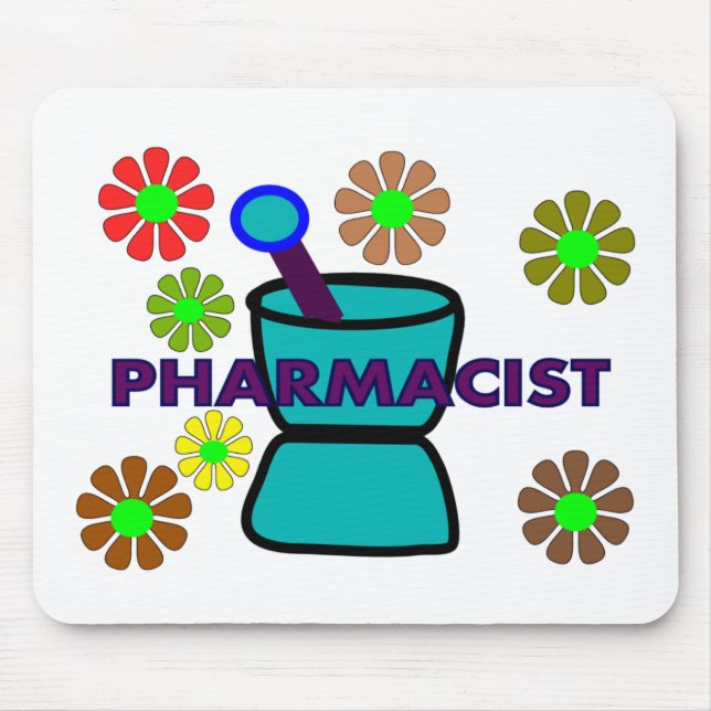 "Pharmacist"  Retro Flowers T-Shirts & Gifts Mouse Pad (Front)