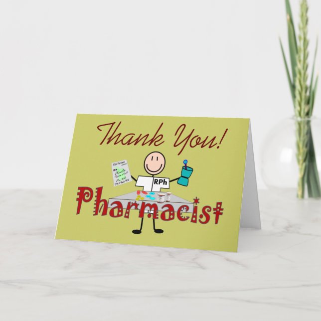Pharmacist Stick Person--Gifts Thank You Card (Front)