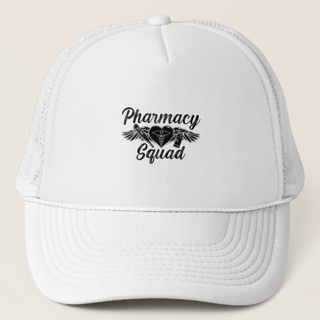 Pharmacist Technician Medicine Tech Pharmacy Squad Trucker Hat (Front)