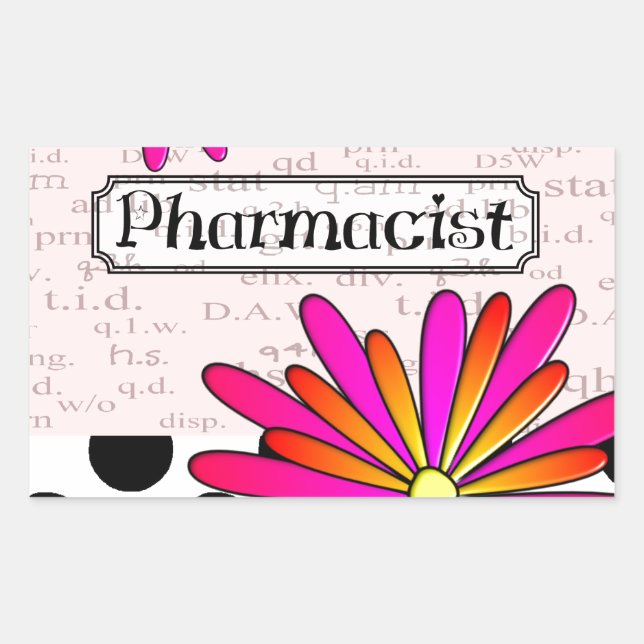Pharmacist Whimsical Flowers Sticker (Front)