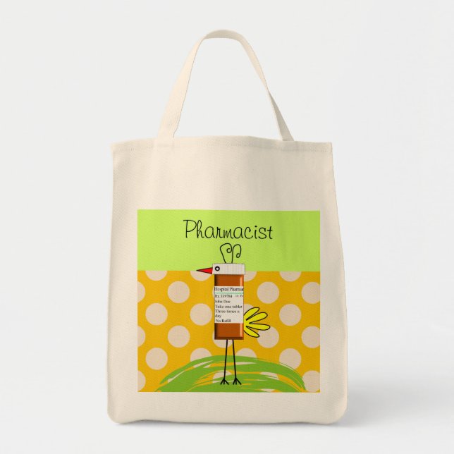 Pharmacist Whimsical Rx Bird Tote Bag (Front)