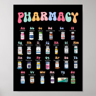 Pharmacy Alphabet Doctor Of Pharmacy Tech Medicine Poster