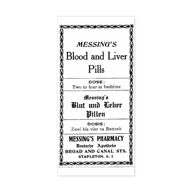 Pharmacy Apothecary Vintage Label Rubber Stamp (Imprint)