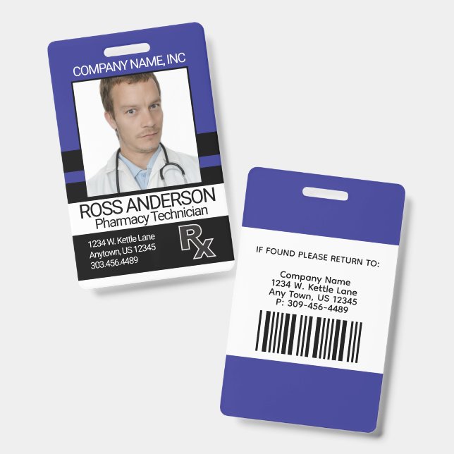 Pharmacy - Blue, Black and White Badge (Avant & arrière)
