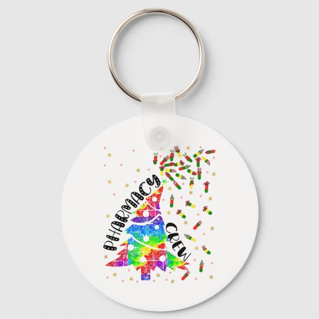 Pharmacy Christmas Crew Funny Xmas Pharmacist Gift Keychain (Front)
