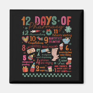 Pharmacy Christmas Shirt - 12 Days Of Pharmacy Tec Magnet