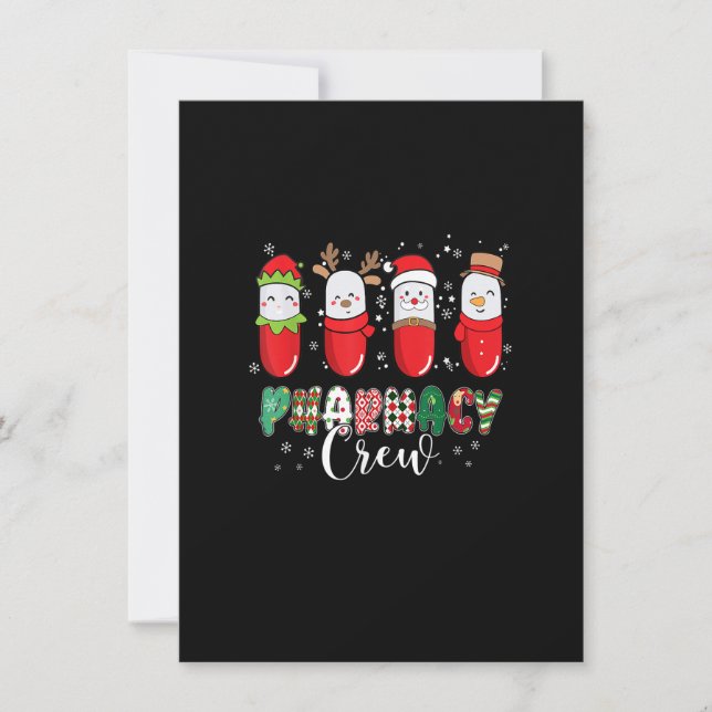 Pharmacy Crew Christmas Pills Snowman Reindeer San Invitation (Front)