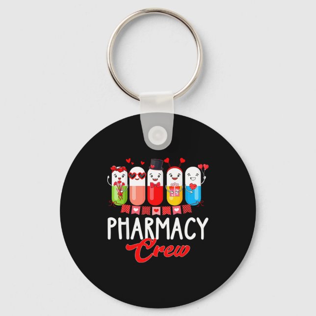 Pharmacy Crew Nurse Valentines Day Pharmacist Tech Keychain (Front)