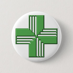 Pharmacy Cross 2 Inch Round Button