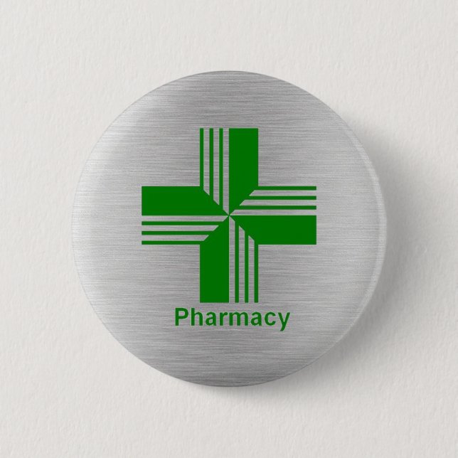 Pharmacy cross badge 2 inch round button (Front)