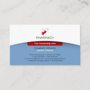 Pharmacy   Drug Store Business Card