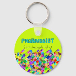 Pharmacy "Happy Pills" Design Keychain