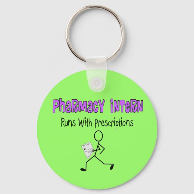 Pharmacy Intern "Runs With Prescriptions" Keychain (Front)