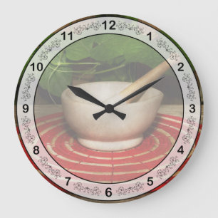 Pharmacy - Pestle - The herbalist Large Clock