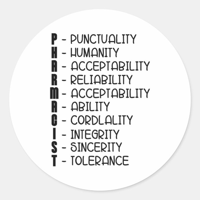 Pharmacy Quote Medicine Technician Pharmacist Tech Classic Round Sticker (Front)