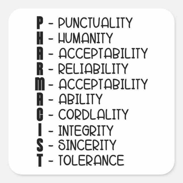 Pharmacy Quote Medicine Technician Pharmacist Tech Square Sticker (Front)