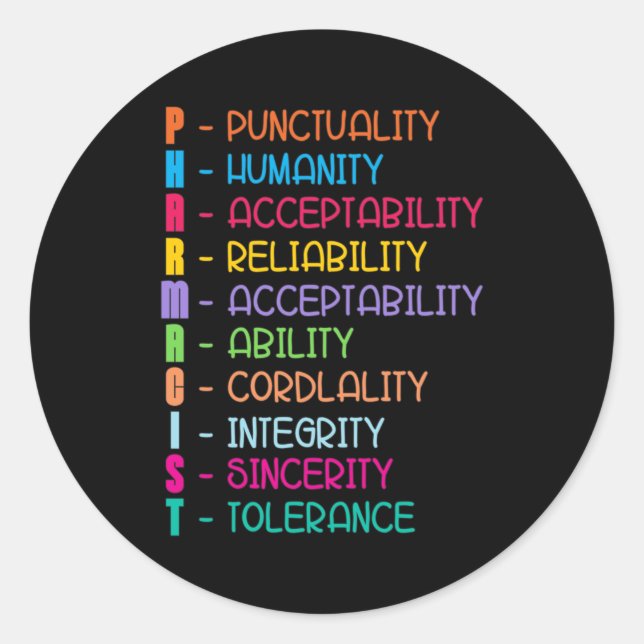 Pharmacy Quote Tech Medicine Technician Pharmacist Classic Round Sticker (Front)