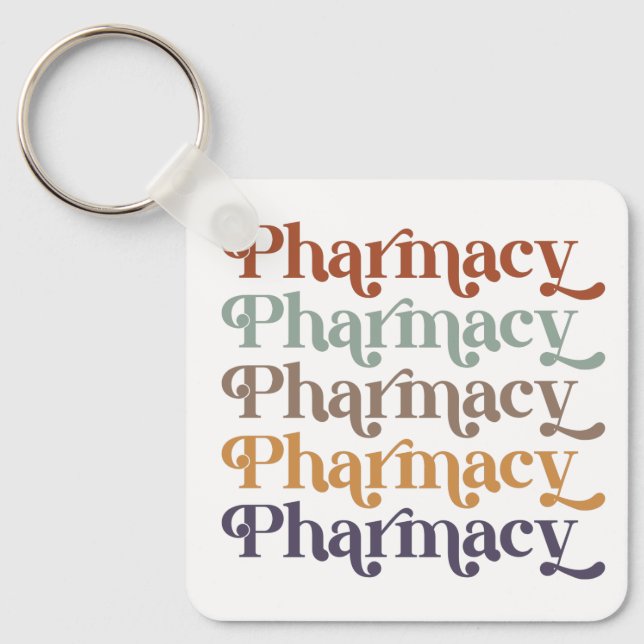 Pharmacy Retro Pharmacist Pharmacy Student Gift Keychain (Front)