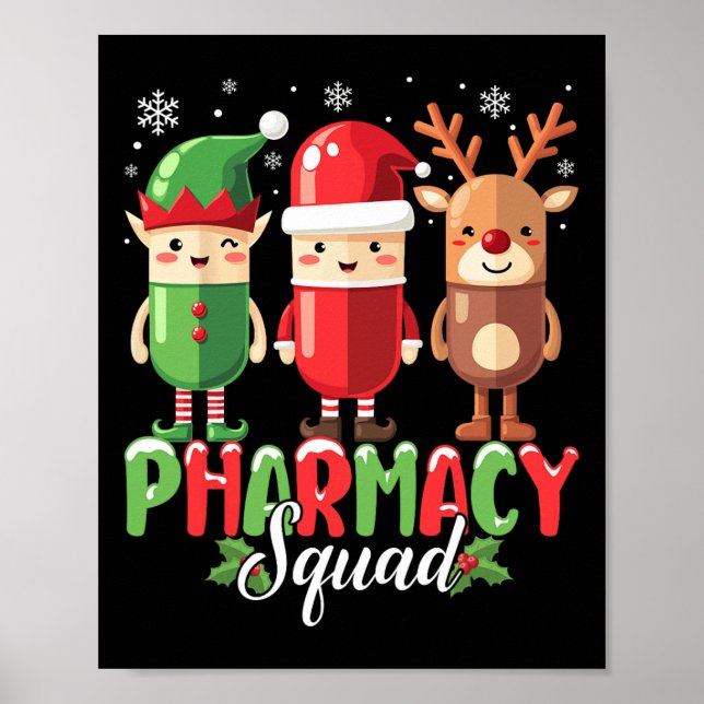 Pharmacy Squad Christmas Costume Funny Pills Pharm Poster (Front)