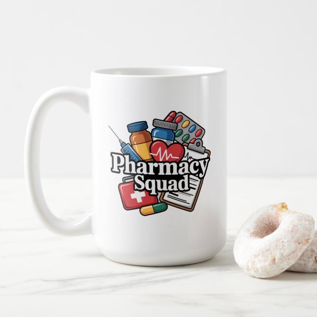 'Pharmacy Squad'. Coffee Mug (With Donut)