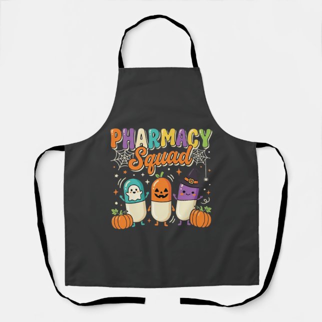 Pharmacy Squad Halloween Ghost Pills Design_1 Apron (Front)