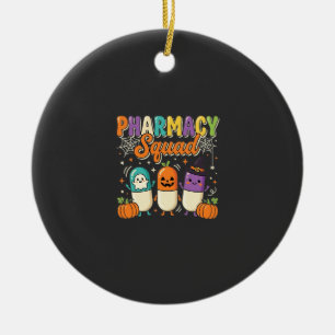 Pharmacy Squad Halloween Ghost Pills Design_1 Ceramic Ornament