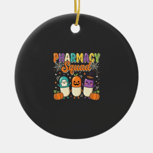 Pharmacy Squad Halloween Ghost Pills Design_1 Ceramic Ornament (Front)