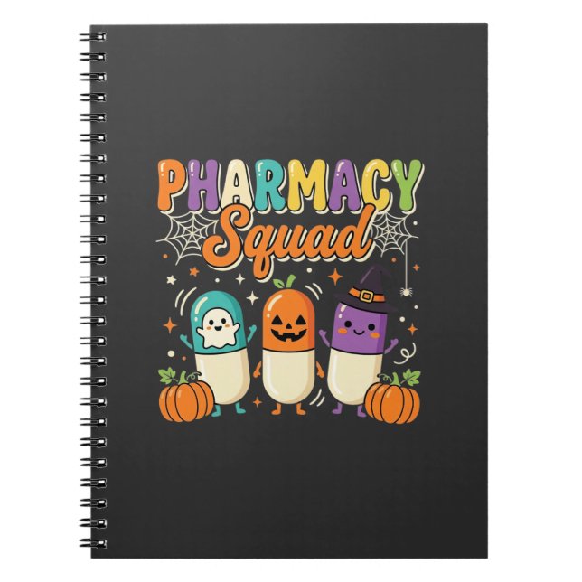 Pharmacy Squad Halloween Ghost Pills Design_1 Notebook (Front)
