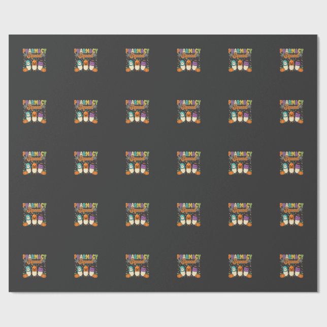 Pharmacy Squad Halloween Ghost Pills Design_1 Wrapping Paper (Flat)