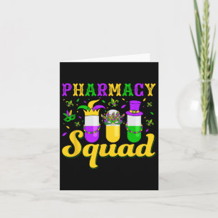 Pharmacy Squad Mardi Gras Pharmacist Technician Card