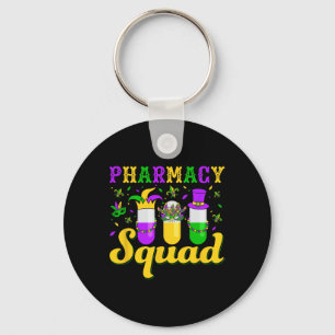 Pharmacy Squad Mardi Gras Pharmacist Technician Keychain