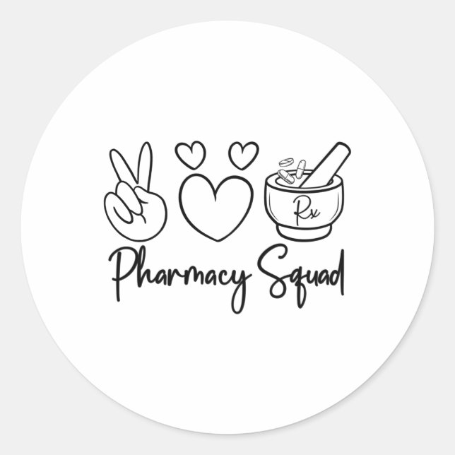 Pharmacy Squad Medicine Pharmacist Technician Tech Classic Round Sticker (Front)