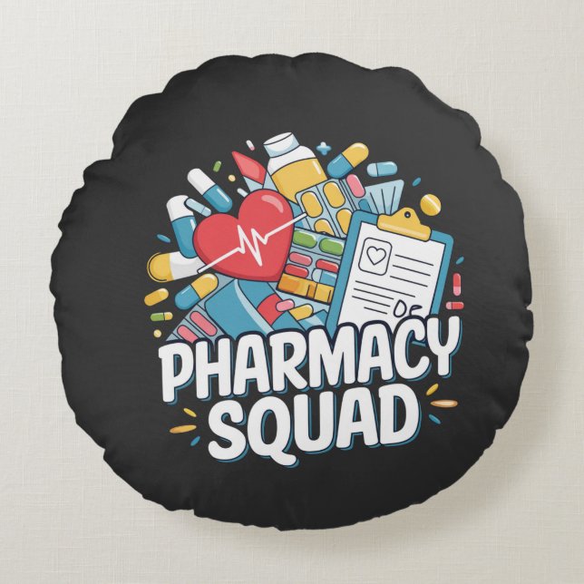 'Pharmacy Squad'.Throw Pillow (Front)