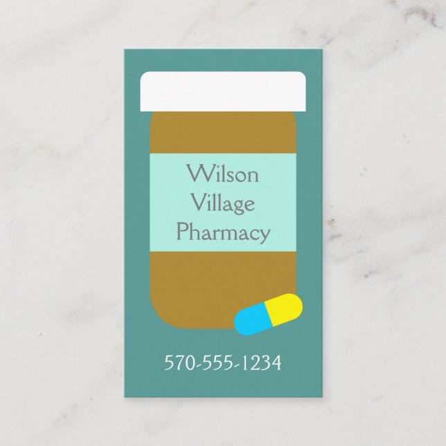 Pharmacy Store Hours Prescription Pill Bottle Business Card (Front)