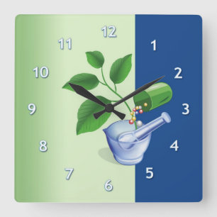 Pharmacy Symbols Square Wall Clock