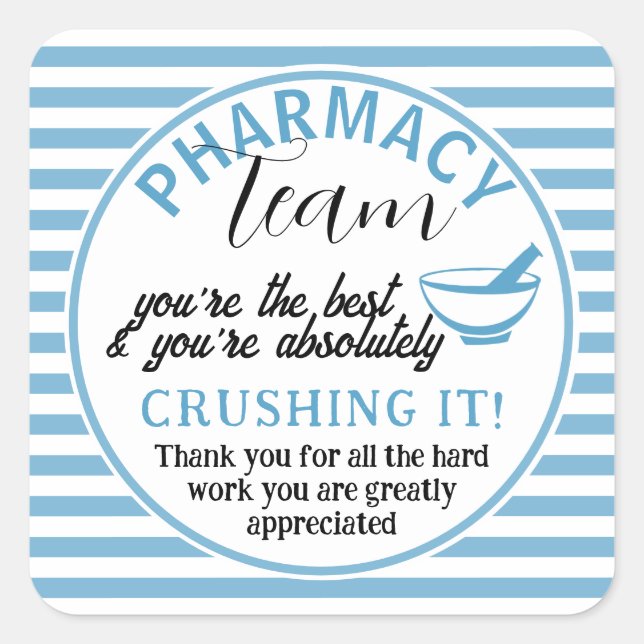 Pharmacy team appreciation thank you square sticker (Front)