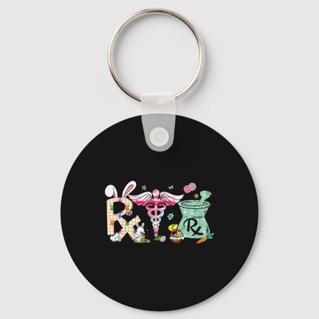 Pharmacy Tech Easter Day Pharmacist Certified Phar Keychain (Front)