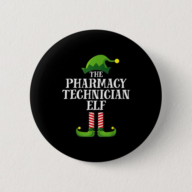 Pharmacy Tech Elf Matching Family Group Christmas  2 Inch Round Button (Front)