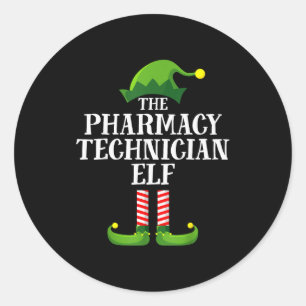 Pharmacy Tech Elf Matching Family Group Christmas  Classic Round Sticker