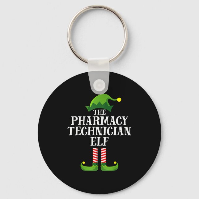 Pharmacy Tech Elf Matching Family Group Christmas  Keychain (Front)