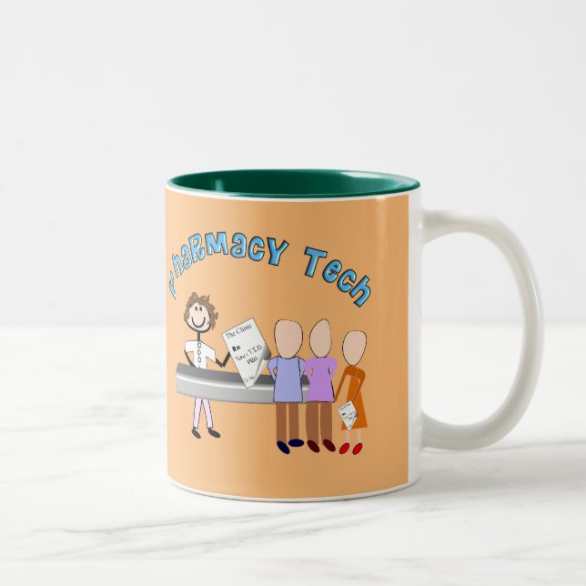 Pharmacy Tech Gifts Stick People Design Two-Tone C Coffee Mug (Right)