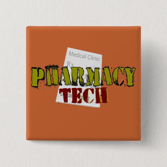 Pharmacy Tech Gifts With Prescription Design 2 Inch Square Button (Front)