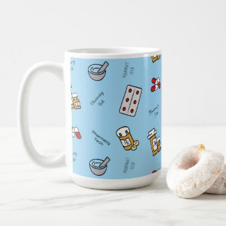 Pharmacy Tech icons on blue Coffee Mug