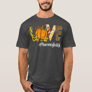 Pharmacy Tech Love Fall Pumpkin leopard Halloween T-Shirt