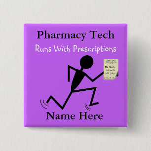 Pharmacy Tech Name Pins Badge Purple